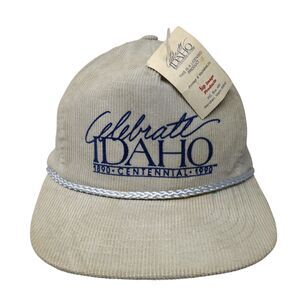 Celebrate Idaho Centennial 1890-1990 Snapback Hat Tan OS Corduroy Rope W/Tags